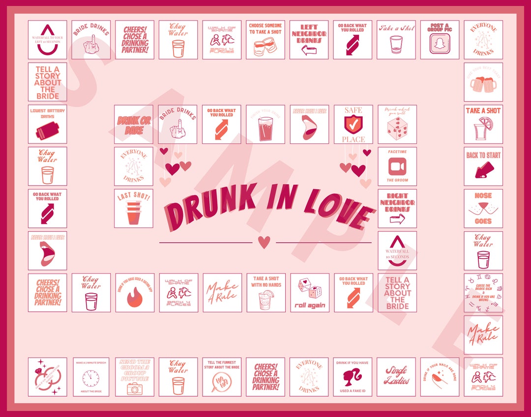 Drunk in Love, Bachelorette Party Game, Bachelorette Board Game ...