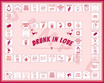 Drunk in Love Bachelorette Game | Printable Bridal Shower Drinking Game | Fun Bach Party Board Game | Digital Download | 16x20 PNG