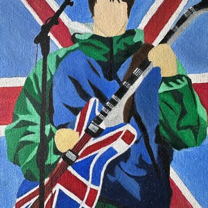 Noel Gallagher Union Jack Guitar Oil Painting