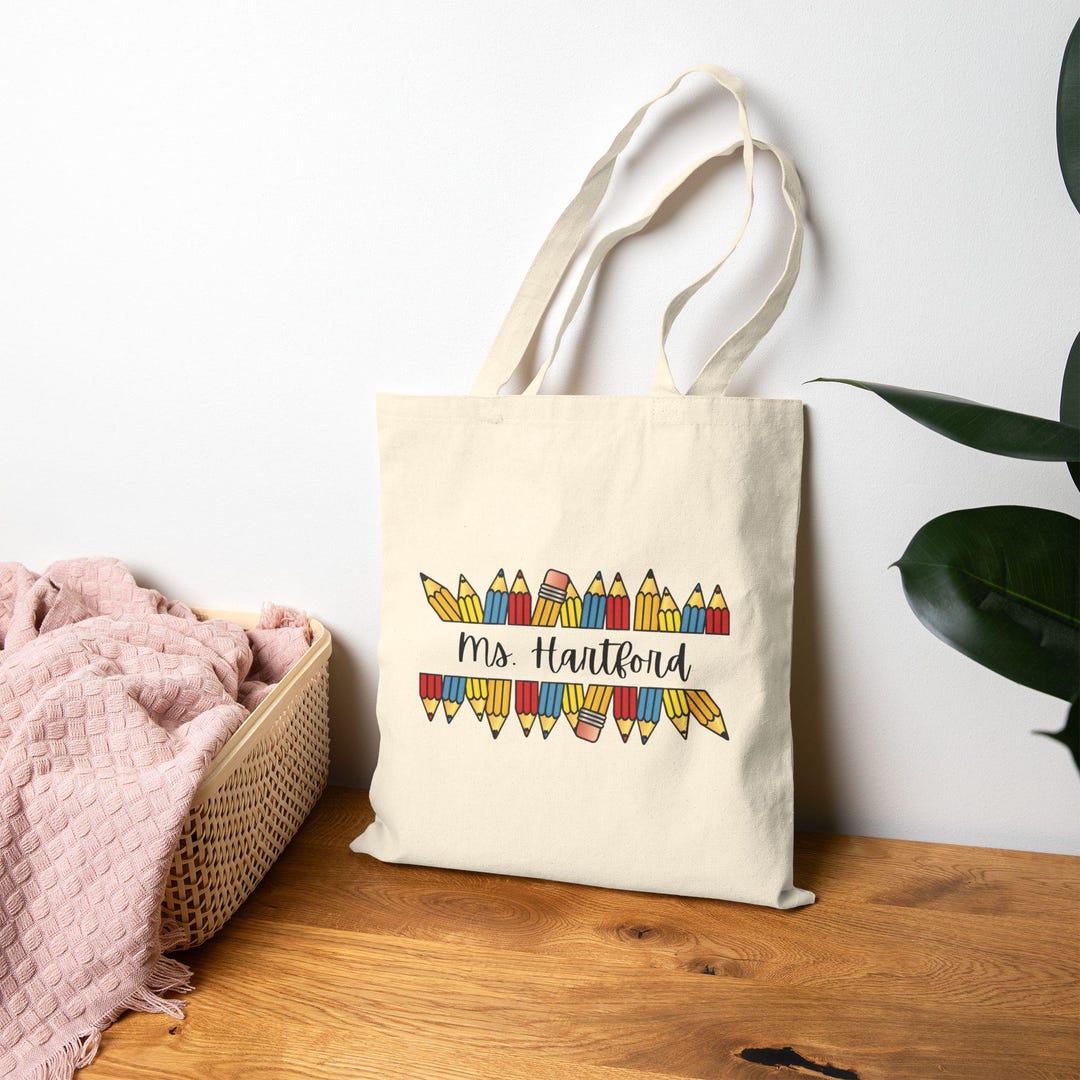 Personalized Teacher Tote Bag: Custom Name, Back to School Gift - Etsy