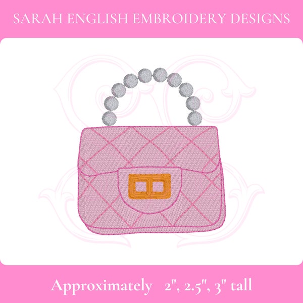 Purse with Pearl Handle Mini Fill Stitch Machine Embroidery Design - DIGITAL FILE -  Instant Download