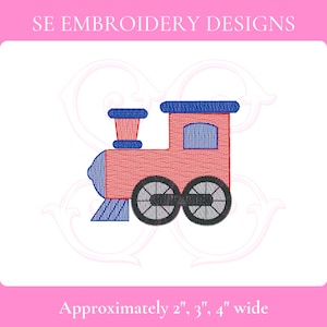 Train Sketch Fill Embroidery Design 3 Sizes: 2&quot;, 3&quot;, 4&quot; Wide - DIGITAL FILE - Instant Download