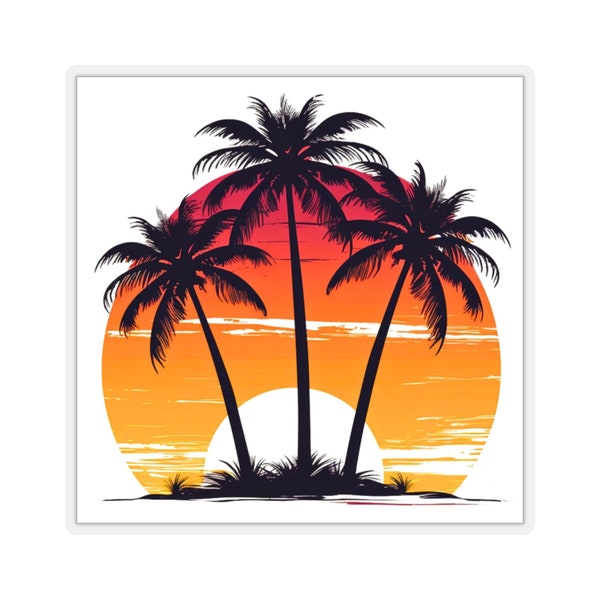 Palm Tree Sunset Silhouette Sticker