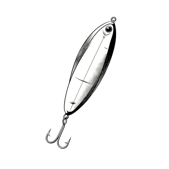 Line Art Fishing Lures SVG PNG Vector Clip Art, 20 Individual