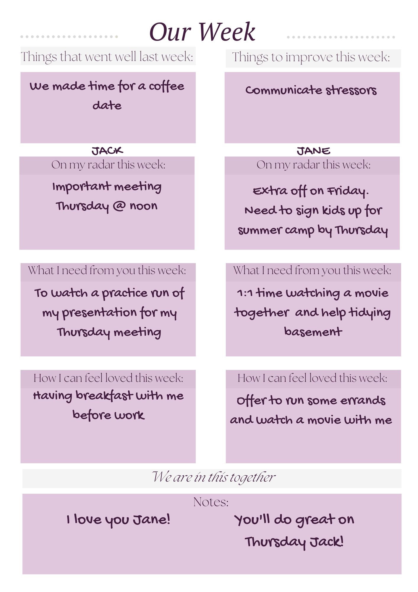 Couples Weekly Check in Worksheet Etsy Couples Weekly Check in Worksheet Etsy