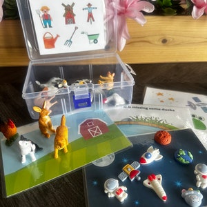 Mini Objects Themed kit- speech & language minis with activity mat, language vocabulary-play dough mat