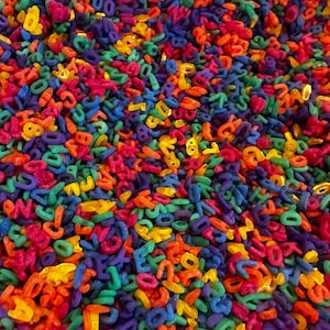 Colored Letter & Number Pasta for sensory bins-multi colored-Sensory Bin fillers-Messy Play-Sensory Bin-Colored Sensory Bin Filler-Calming