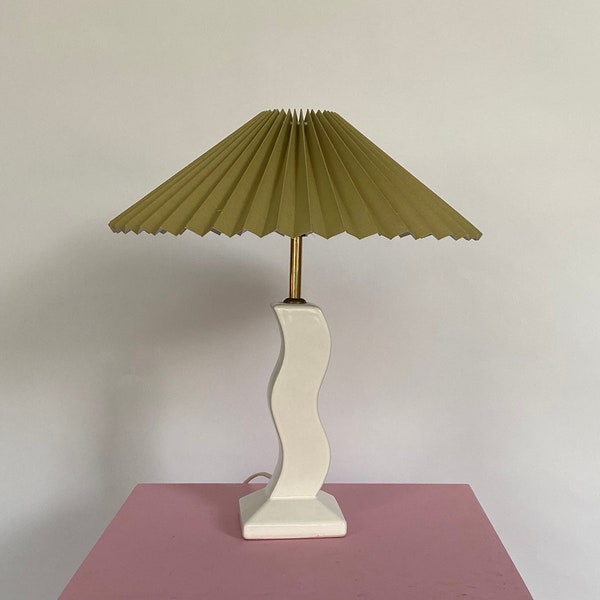 White porcelain lamp base in the Memphis style