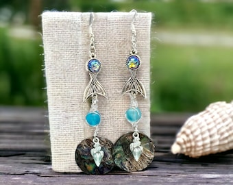 Mermaid abalone shell earrings