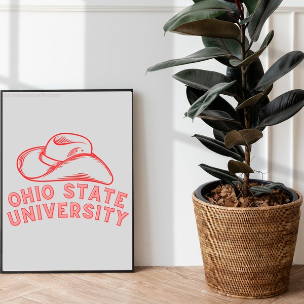Ohio State University Cowby hat Print, OSU, Ohio State University, Dorm Decor, Pastel, Wall Art, Typography Print, Printable Quotes