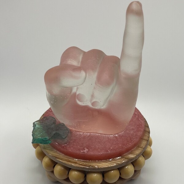 AKA Hand Signal/Handmade/“Pinky’s Up”. Includes pedestal.