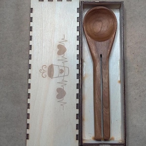 Coffee Scoop & Clip with Gift Box Handmade Cherry Hardwood Spoon Gift for Coffee Lover Hand Carved Spoon