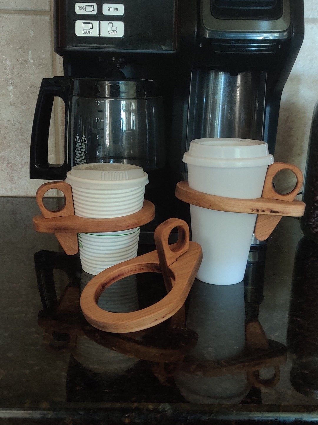 Wood Coffee Cup Holder Laser Cut Holder for Paper Cup Hot Beverage Cup Holder Coffee Lover Gift