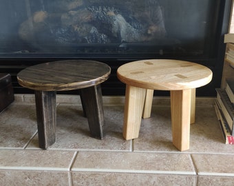 Handcrafted Ash Hardwood Step Stool with Mortise and Tenon Joinery Small Plant Stool Custom Made in Idaho