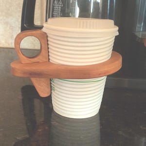Cup Holder with Gift Box Handmade Cherry Wood Personalized Perfect Gift for Coffee Lover