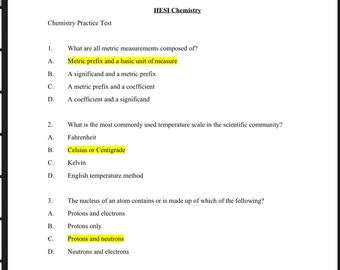 HESI A2 chemistry study guide