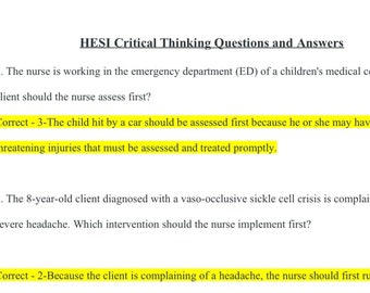 Hesi a2 critical thinking study guide