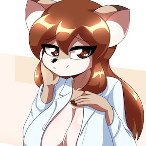 Doe Lab Coat Tease | Sexy Furry Deer Girl Poster