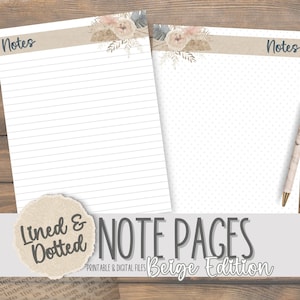 Páginas de Notas - Edição Bege Pautada e Pontilhada para Registro de Escrituras | Estudo de Escrituras para Iniciantes | Crie Seu Próprio Fichário | PDF Devocional