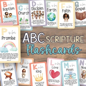 ABC Bibel Karteikarten Vorschule | Kinderbibelstudie | Schrift Lernhilfe | Sonntagsschulaktivität | Christliche Heimschule | Druckbar