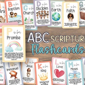 ABC Bible Flashcards Préscolaire | Étude biblique pour enfants | Aide à l'apprentissage des Ecritures | Activité d'école du dimanche | Ecole chrétienne à la maison | Imprimable