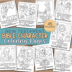 Bibel Charakter Malvorlagen Neues Testament | 45 Seiten für Kinder | Auf dem Glauben basierendes Handwerk | Sonntagsschulaktivität | Bibelunterricht Begleiter