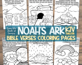 Noah&#39;s Ark Coloring Pages KJV | Genesis Bible Lesson | Scripture Study Craft | Kids Church Activity | Youth Ministry | Sunday School Primary
