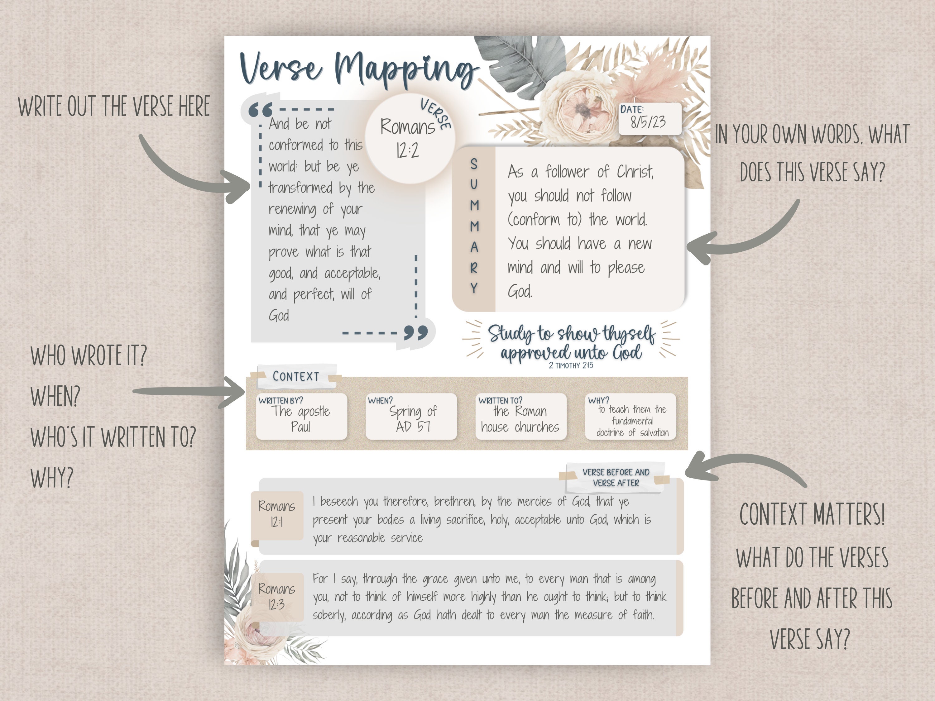 Bible Verse Mapping Printable PDF INSTANT DOWNLOAD Bible Study ...