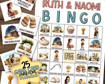 Women of the Bible Bingo | Ruth and Naomi Sunday School Game | Kids Church Printable | Homeschool Activity
