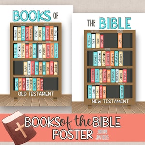 Póster de los libros de la Biblia / Descarga instantánea / Escuela dominical / Aula de educación en el hogar / Ministerio de jóvenes / Decoración de tablones de anuncios / Juegos de memoria