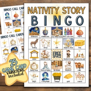 Weihnachtliche Bingo Karten mit Krippe | Krippen Bingo Spiel | Bibel-Weihnachtsbingo | Sonntagsschulunterricht | Kinderkram-Tätigkeitsparty |