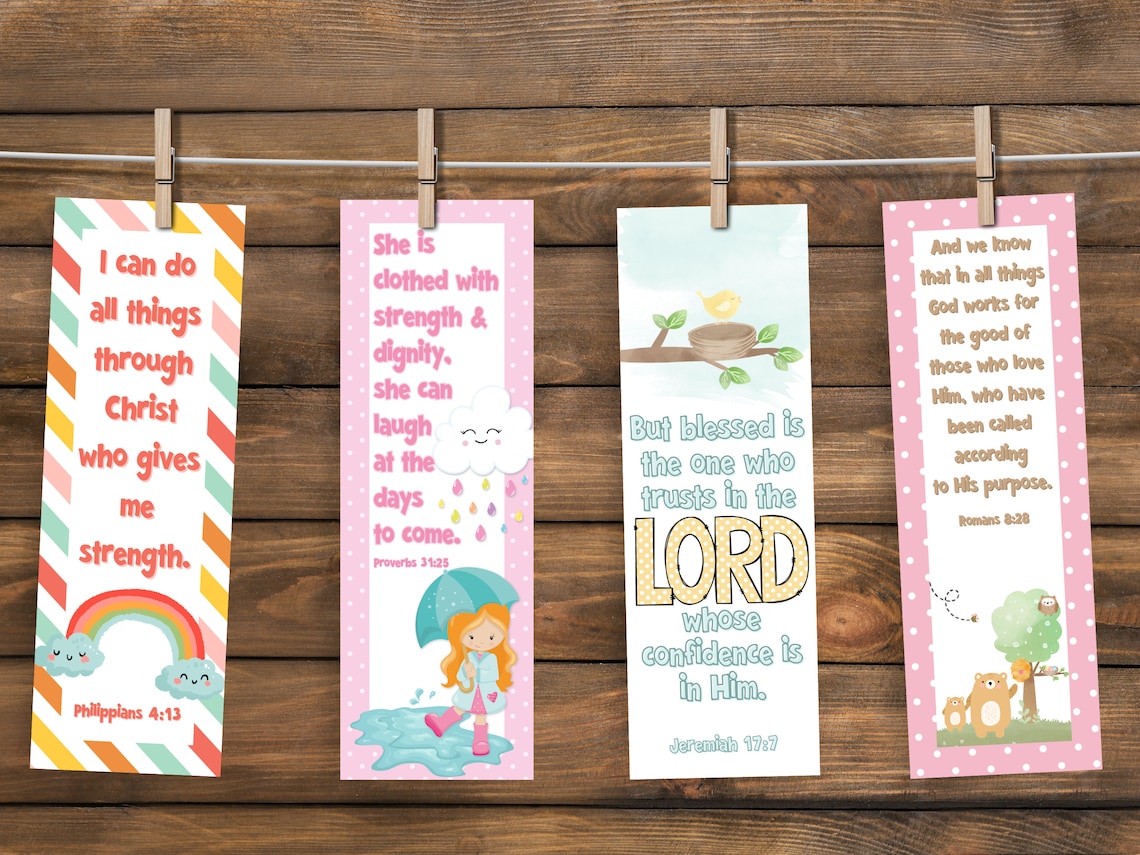 Scripture Memory Bookmark Printable Bible Verse Bookmarks for Kids Boys & Girls Designs Kids ...