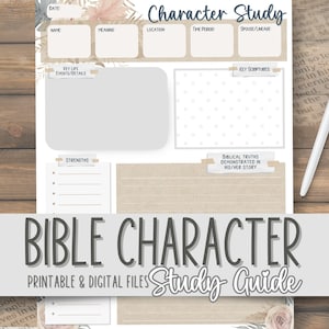 Bible Character Study Guide | Journal Worksheets for Women | Bible Study for Beginners | Instant Download | Christian Profile Study | PDF