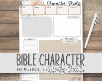 Bible Character Study Guide | Journal Worksheets for Women | Bible Study for Beginners | Instant Download | Christian Profile Study | PDF