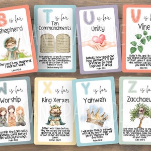 ABC Bible Flashcards Preschool | Children's Bible Study | Scripture Learning Aid | Sunday School Activity | Christian Homeschool | Printable image 5