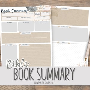 Books Of The Bible Summary Printable | Beginner Bible Study | Scripture Journaling | Build Your Own Binder | Scripture Notetaking | Timeline