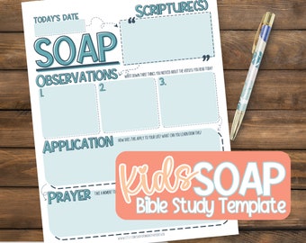 SOAP Bible Study Kids Worksheet | Church Printables for Children | Kids Church Activity | Beginner Bible Study | Devotional Templates