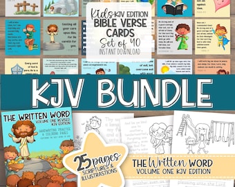 KJV Coloring Sheets Bible Memory Verse Cards Sunday School Kids Activity Worksheet | BUNDLE | Morning Basket Work | Scripture Tracing |