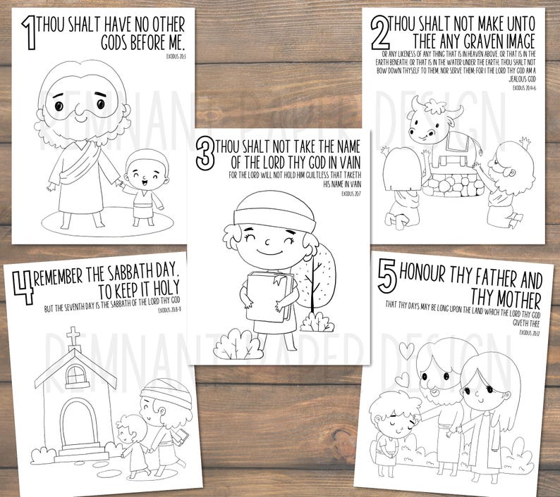 10 Commandments Coloring Sheets for Kids KJV Version | Sunday School ...