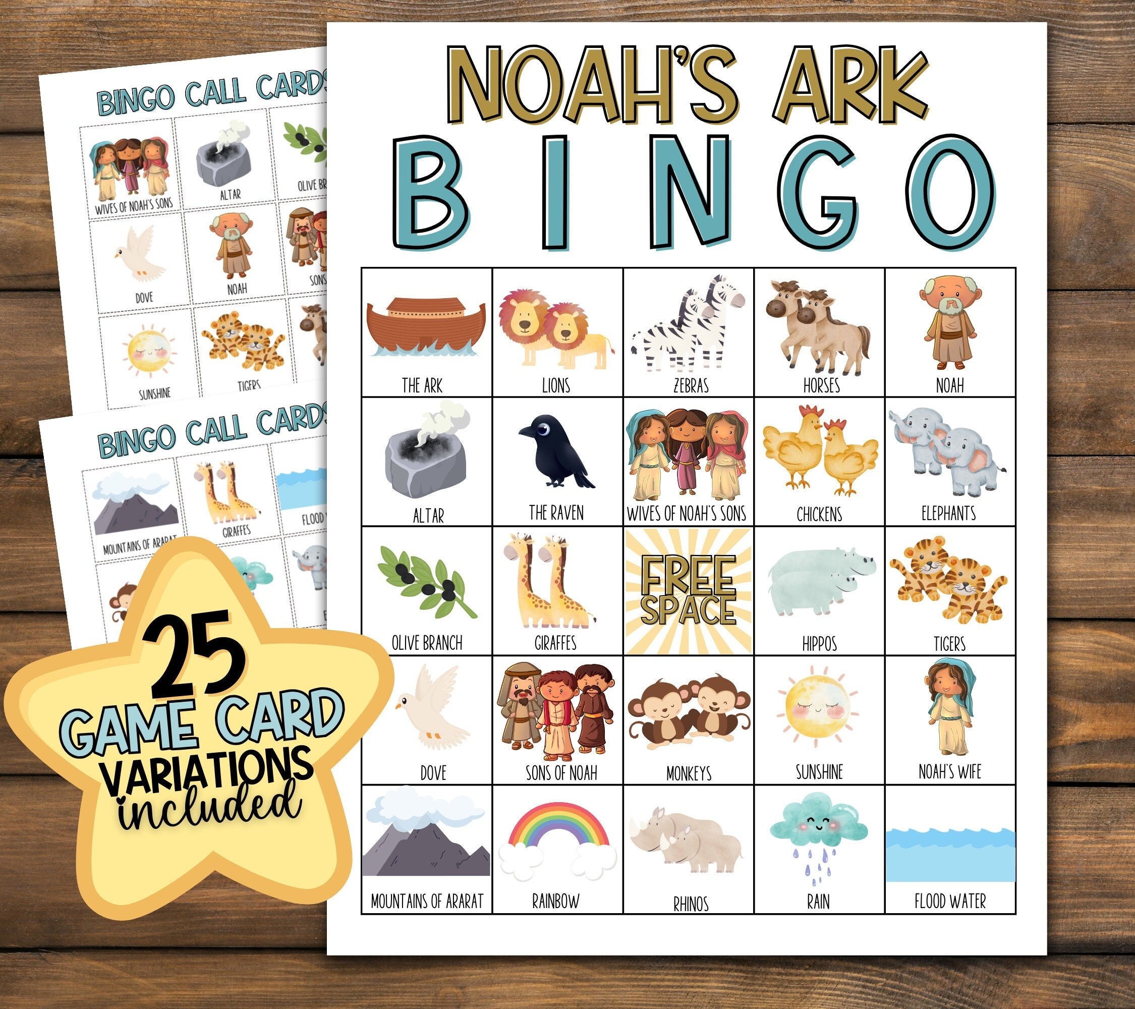 Kid's Bible Bingo Noah's Ark | Biblical Homeschool | Printable Bible Games | Kid's Church Activity | Youth Ministry | Bible School Lesson