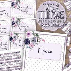 Bible Study Beginners Tabs and Title Pages for Printables Purple | Build Your Own Binder | Journaling Templates | Daily Devotional | Planner