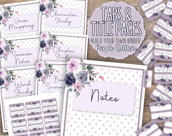 Bible Study Beginners Tabs and Title Pages for Printables Purple | Build Your Own Binder | Journaling Templates | Daily Devotional | Planner