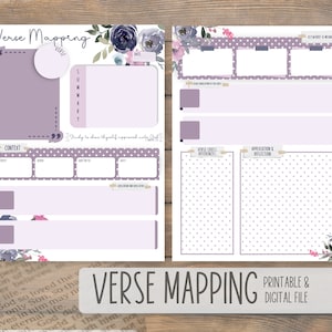 Bible Verse Mapping Printable PDF | INSTANT DOWNLOAD | Bible Study Printable | Bible Worksheet | Happy Planner | Scripture Study Printable