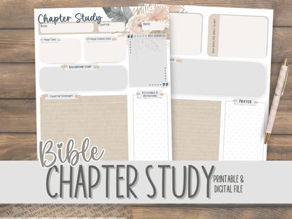 Bible Chapter Summary Journaling Worksheet | Beginner Bible Study | Scripture Mapping | Journaling the Bible | Gift for Women | James Method