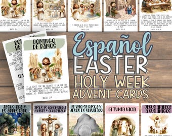 Spanish Christian Easter Advent Cards | Kids Printable Activities | Holy Week Countdown | Easter Story Resources