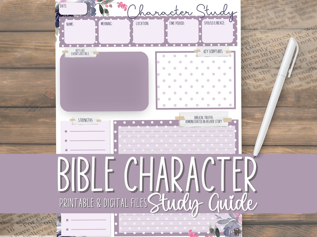 Bible Character Study Guide PDF Purple | Scripture Journaling | Daily ...