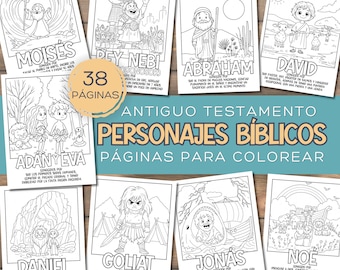 Spanish Old Testament Bible Character Coloring Pages | Personajes Bíblicos para Colorear | Sunday School Kids Printable