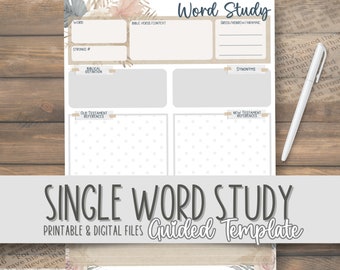Bible Word Study Guided Template | Daily Devotional | Bible Study for Beginners | Scripture Journaling | PDF Worksheets | Goodnotes Digital