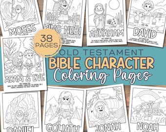 Bible Character Coloring Pages Old Testament | 38 Pages for Kids | Faith-Based Craft | Sunday School Activity | Bible Lesson Companion