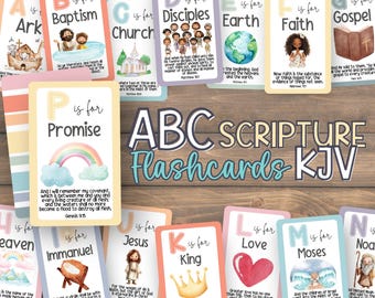 ABC Bible Flashcards KJV Preschool | Children's Bible Study | Scripture Learning Aid | Sunday School Activity | Christian Homeschool